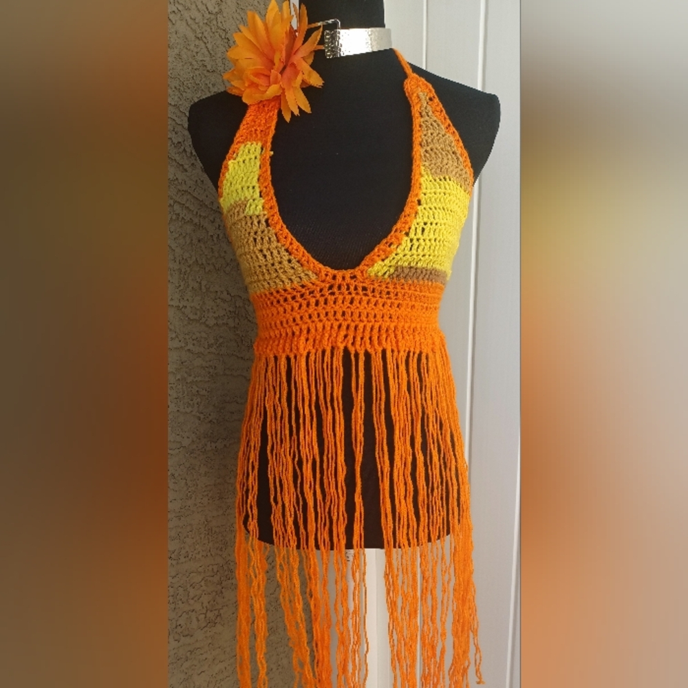 Crochet Fringe Halter Top